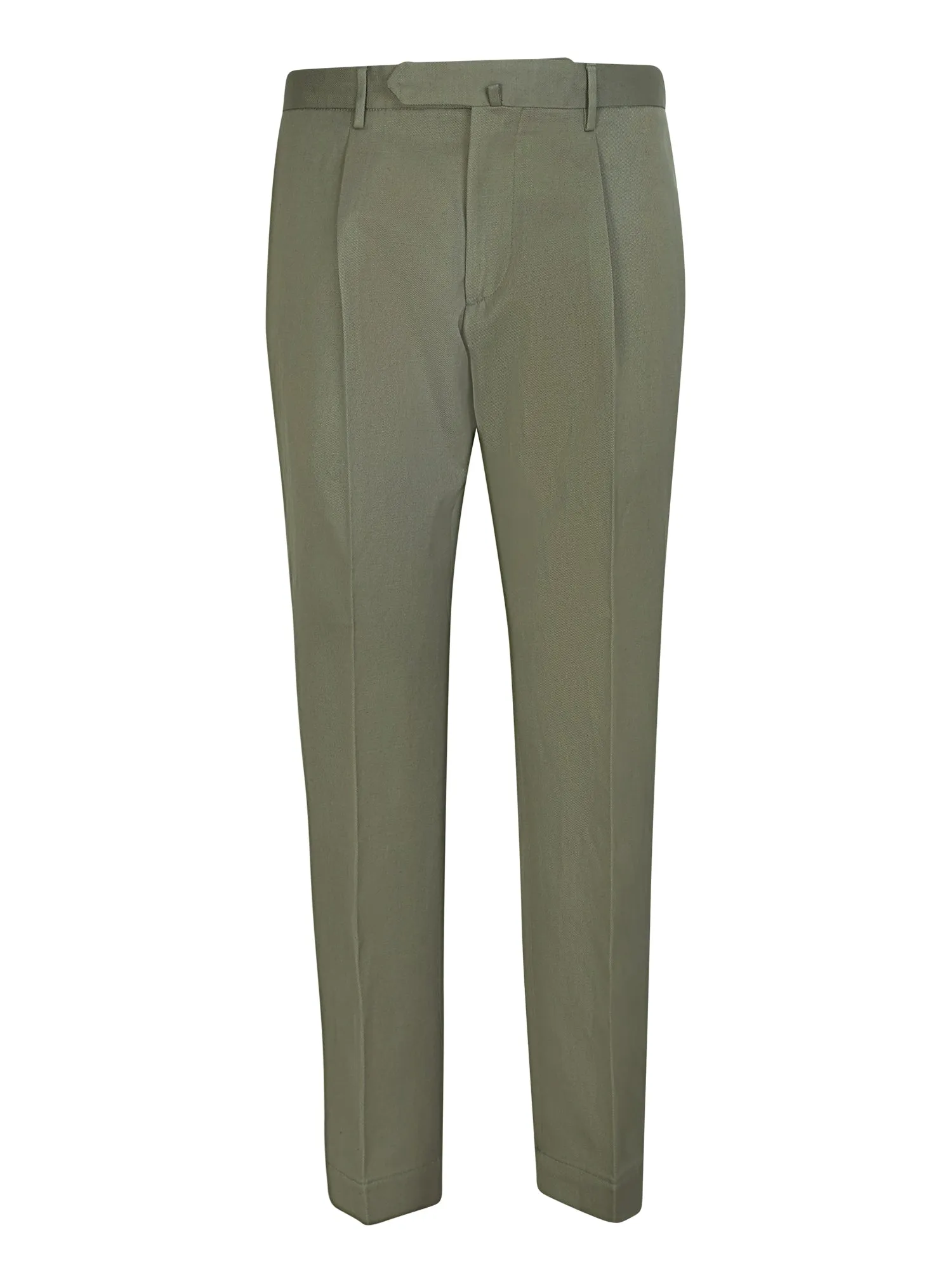 Military green linen and cotton blend trousers