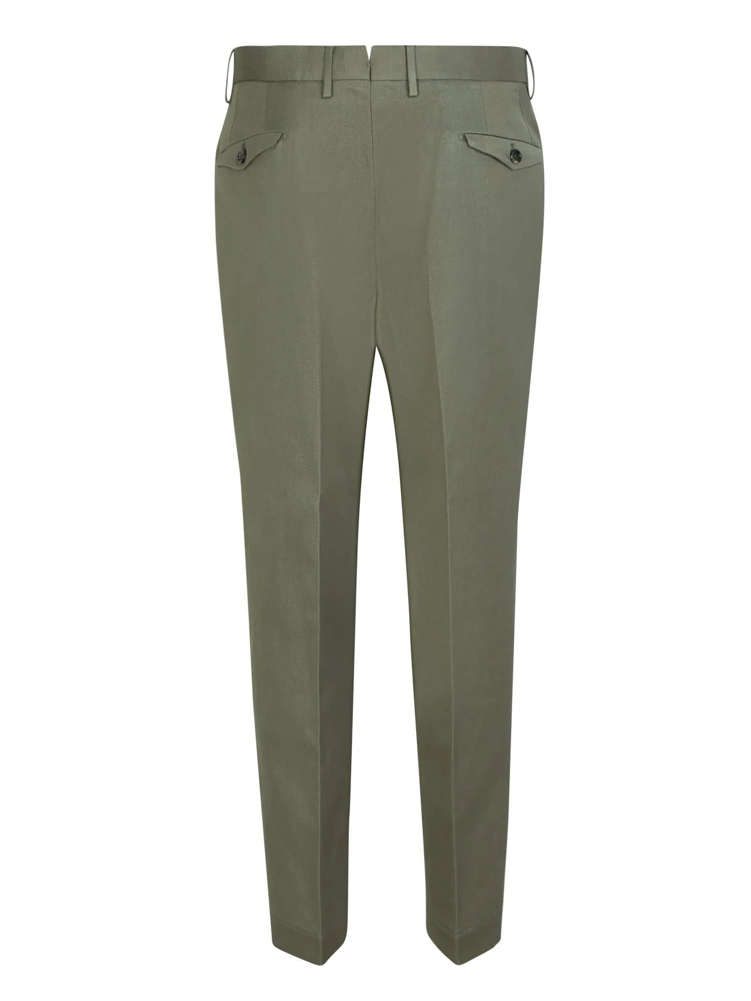 Military green linen and cotton blend trousers