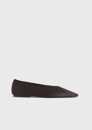 Minimalist satin ballerinas espresso