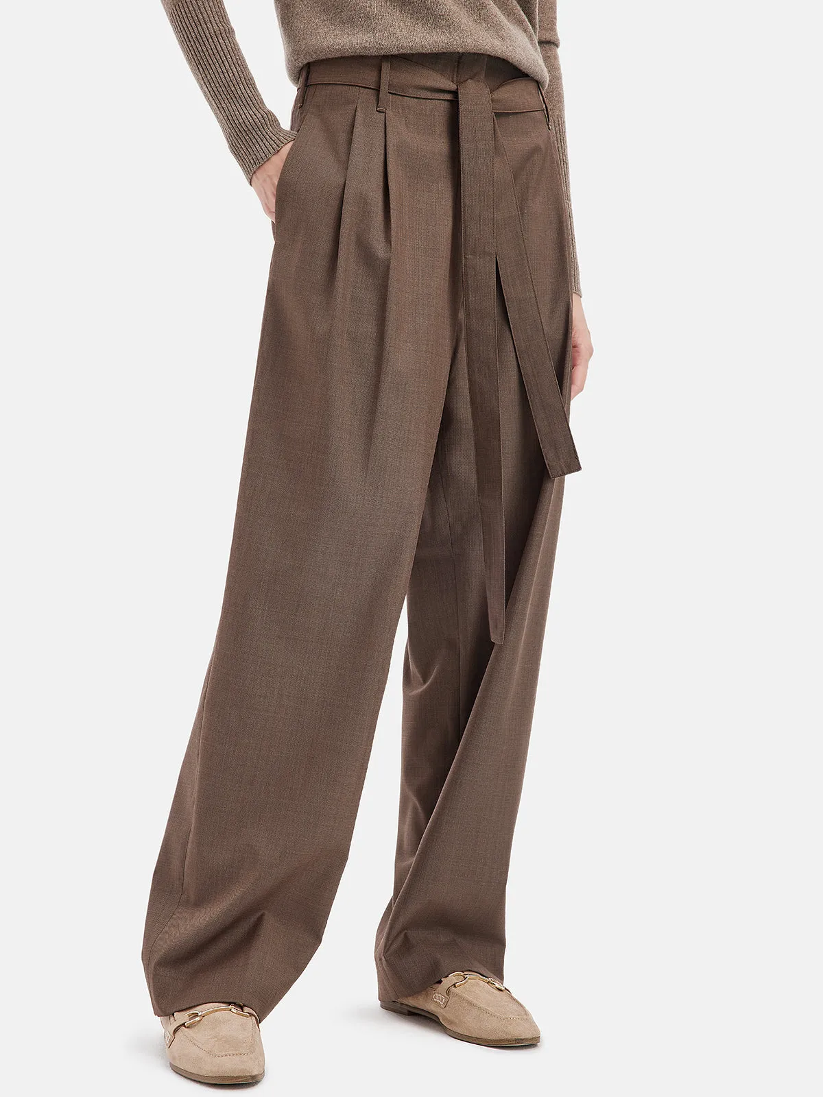 Minimalist Wool Pleated Trousers