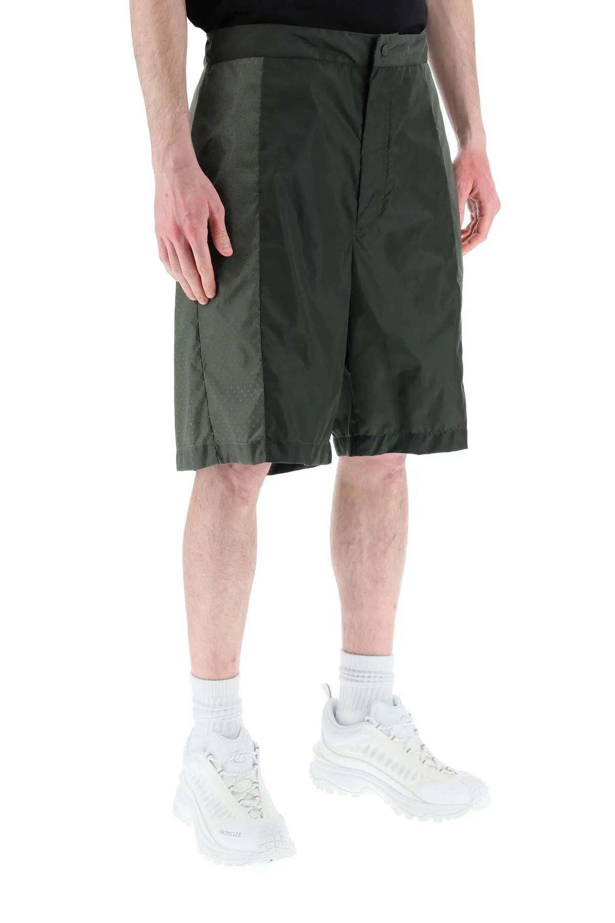 Moncler born to protect perforated nylon shorts