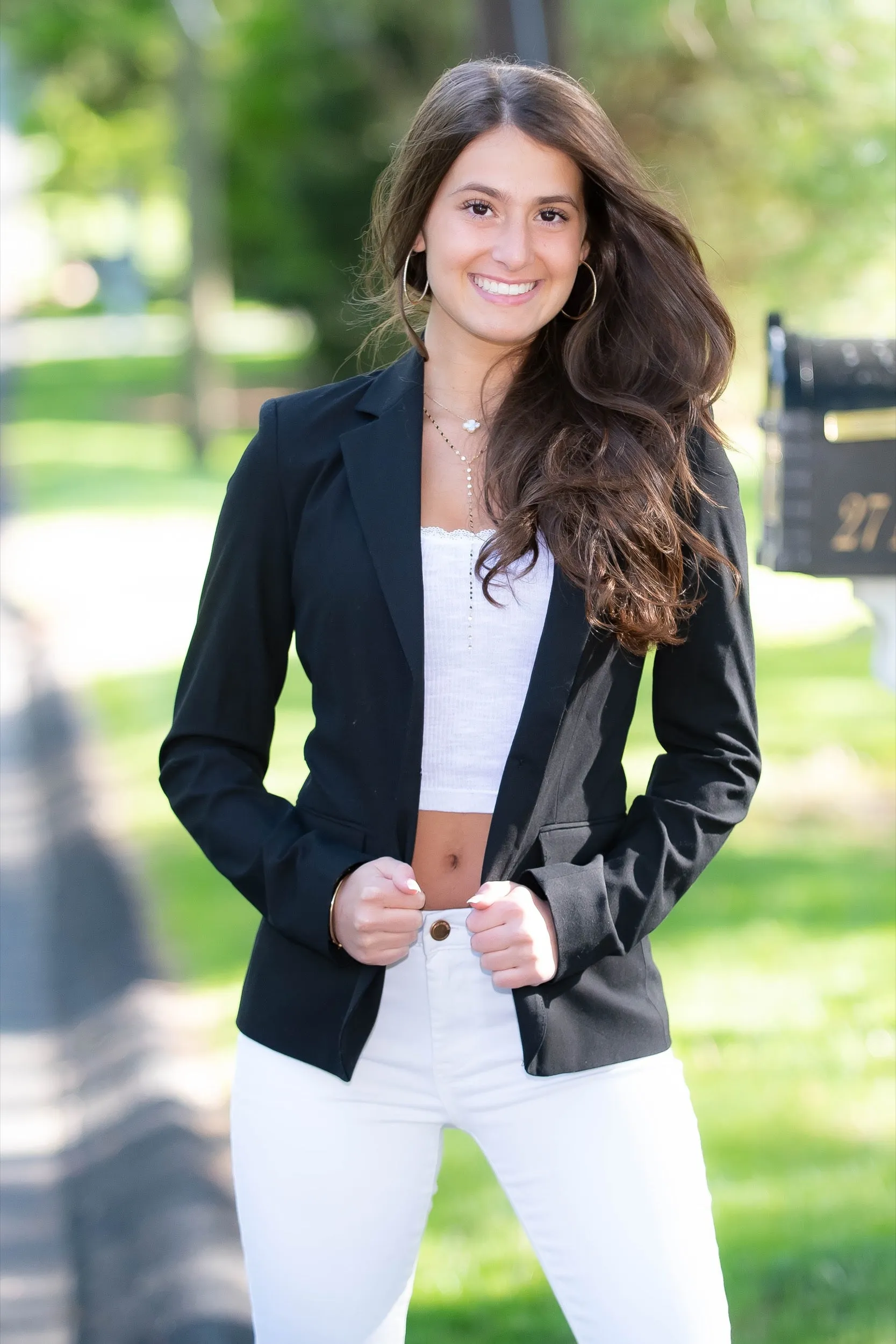 Mono Stripe Blazer - Black