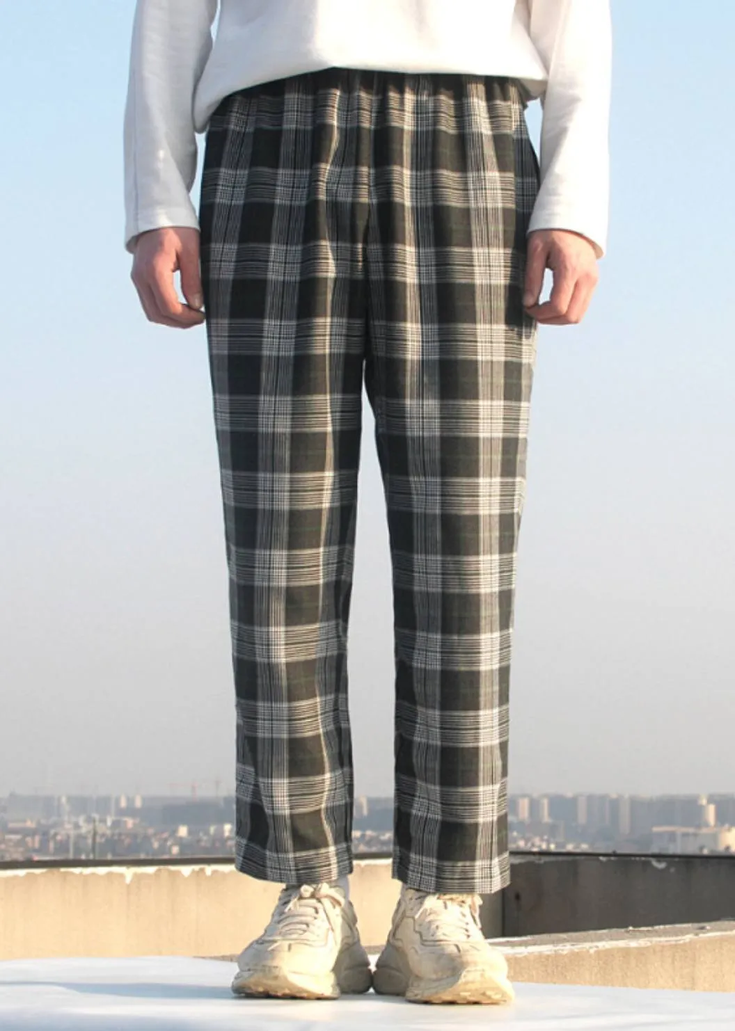 MultiColoured Checked Elastic Waistband Trousers