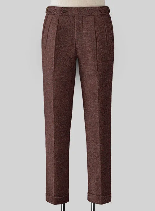 Mute Wine Herringbone Highland Tweed Trousers