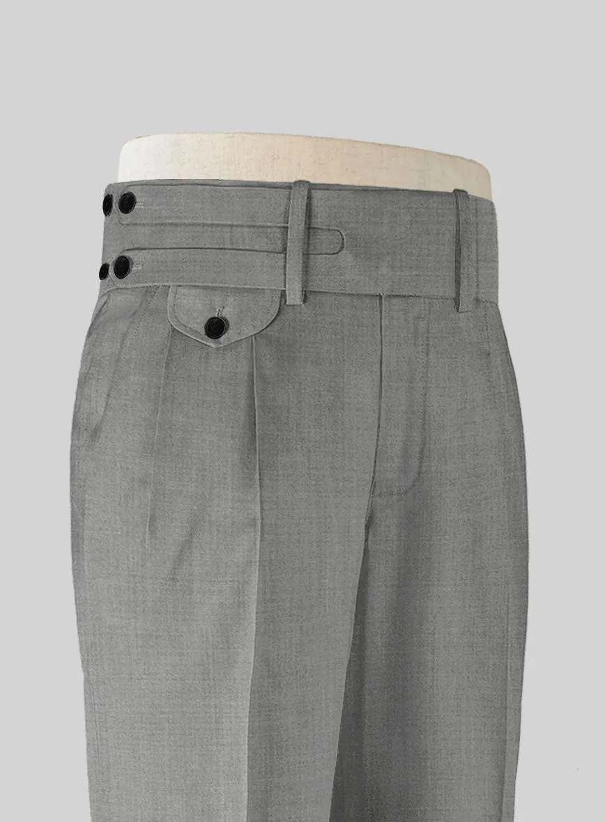 Napolean Worsted Light Gray Wool Double Gurkha  Trousers