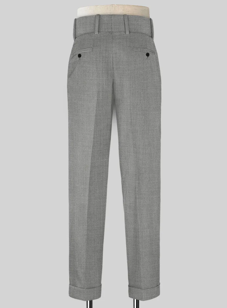 Napolean Worsted Light Gray Wool Double Gurkha  Trousers