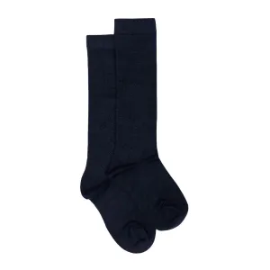 Navy Ribbed Kneesocks