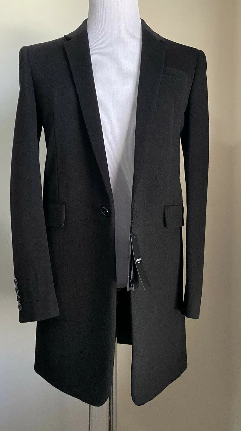 New $3790 Saint Laurent Men Wool/Cashmere Overcoat Coat Black 38 US/48 Eu Italy