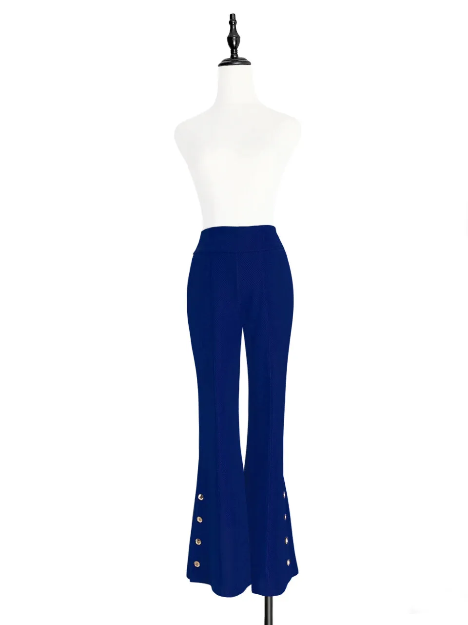 New Colour! French Blue Flare Leg Pull On Button Pants