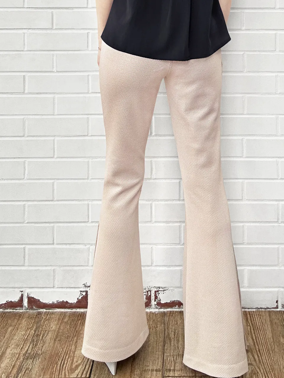 New Colour! Peach Pink Flare Leg Pull On Button Pants