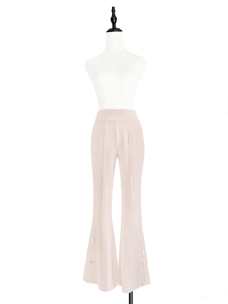 New Colour! Peach Pink Flare Leg Pull On Button Pants