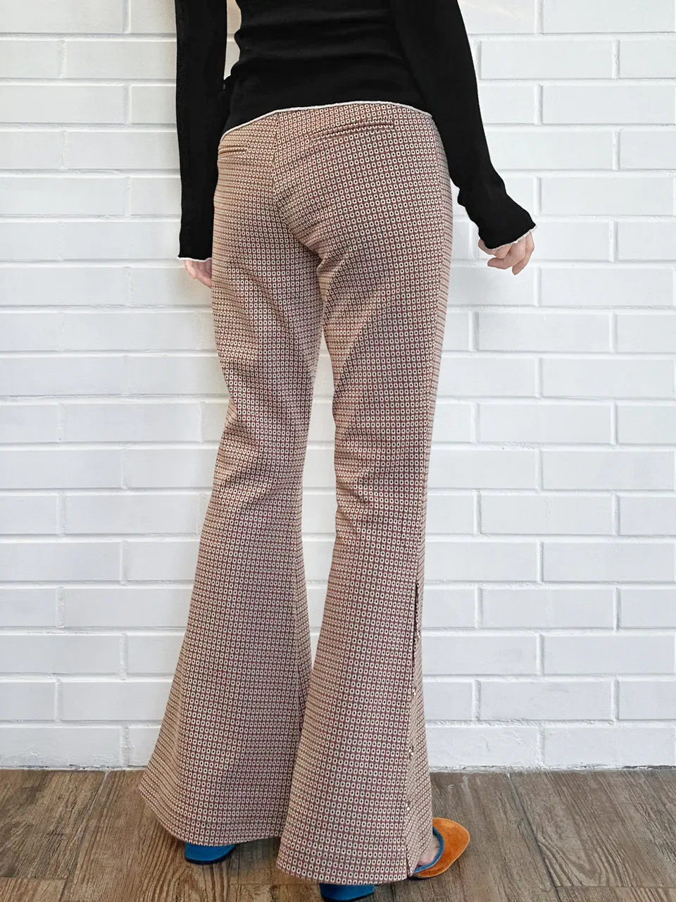 New Colour! Retro Vibe Flare Leg Pull On Button Pants