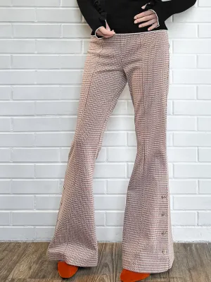 New Colour! Retro Vibe Flare Leg Pull On Button Pants