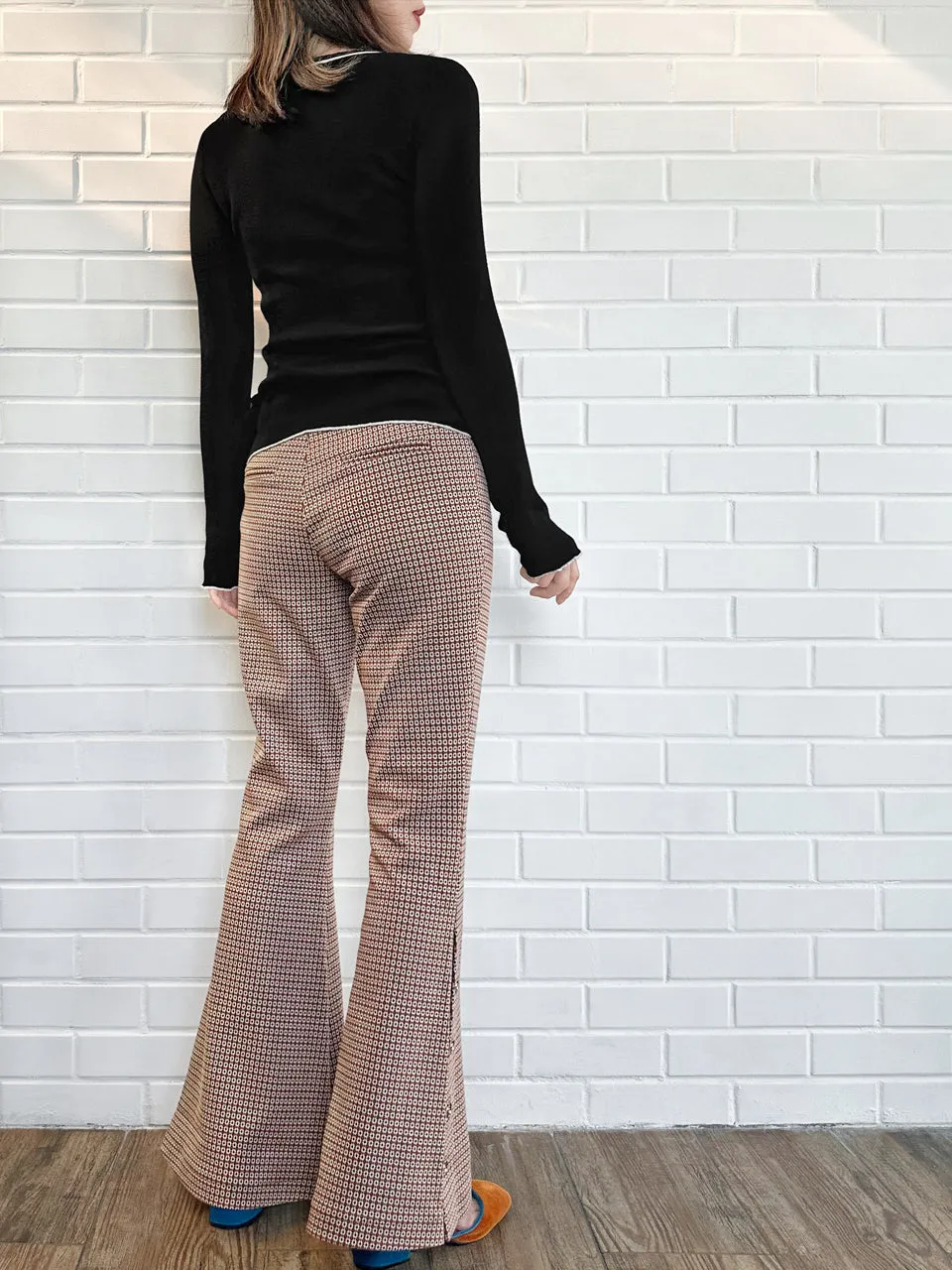 New Colour! Retro Vibe Flare Leg Pull On Button Pants