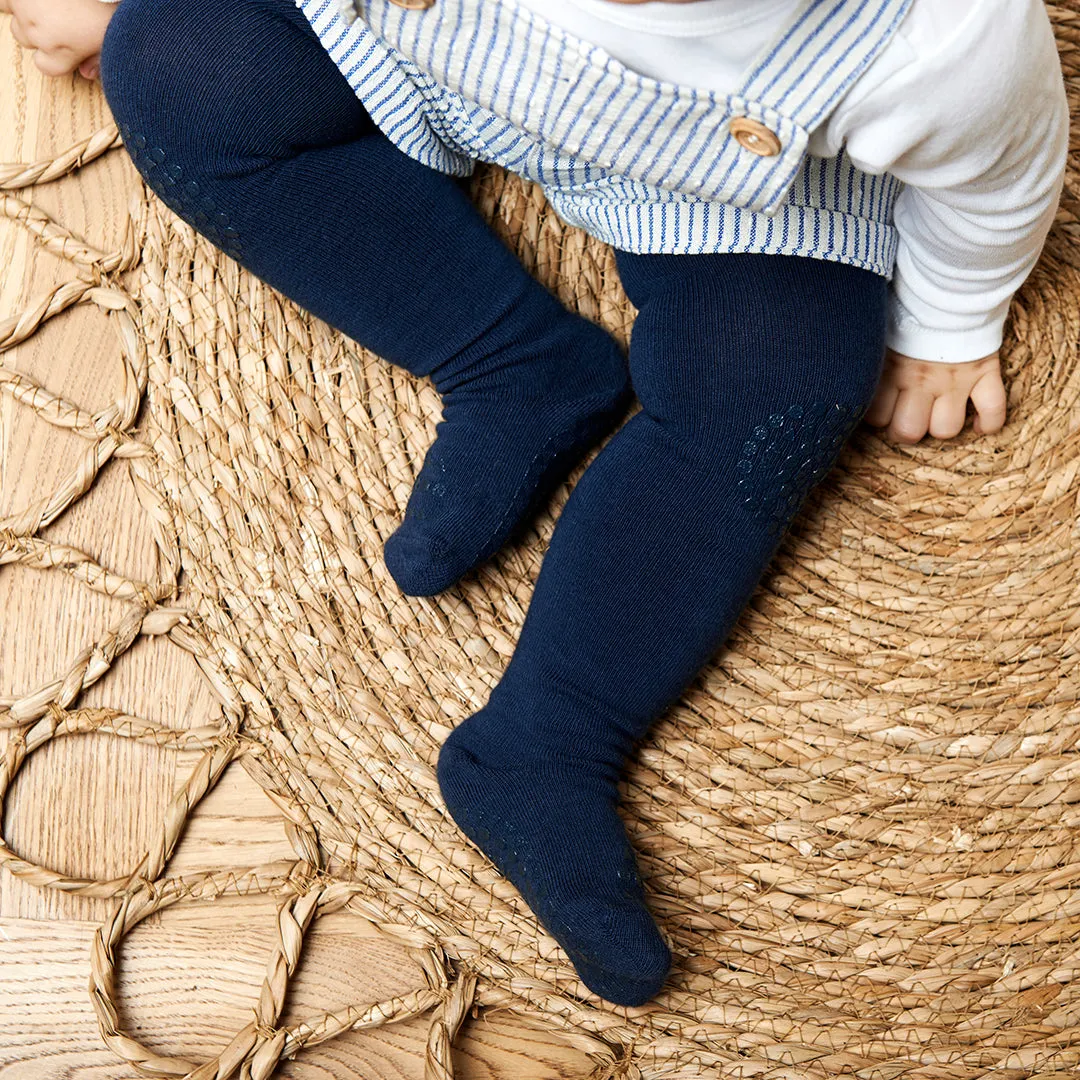 Non-slip crawling tights with grip for babies and toddlers - Organic Cotton Organic Cotton - Navy Blue