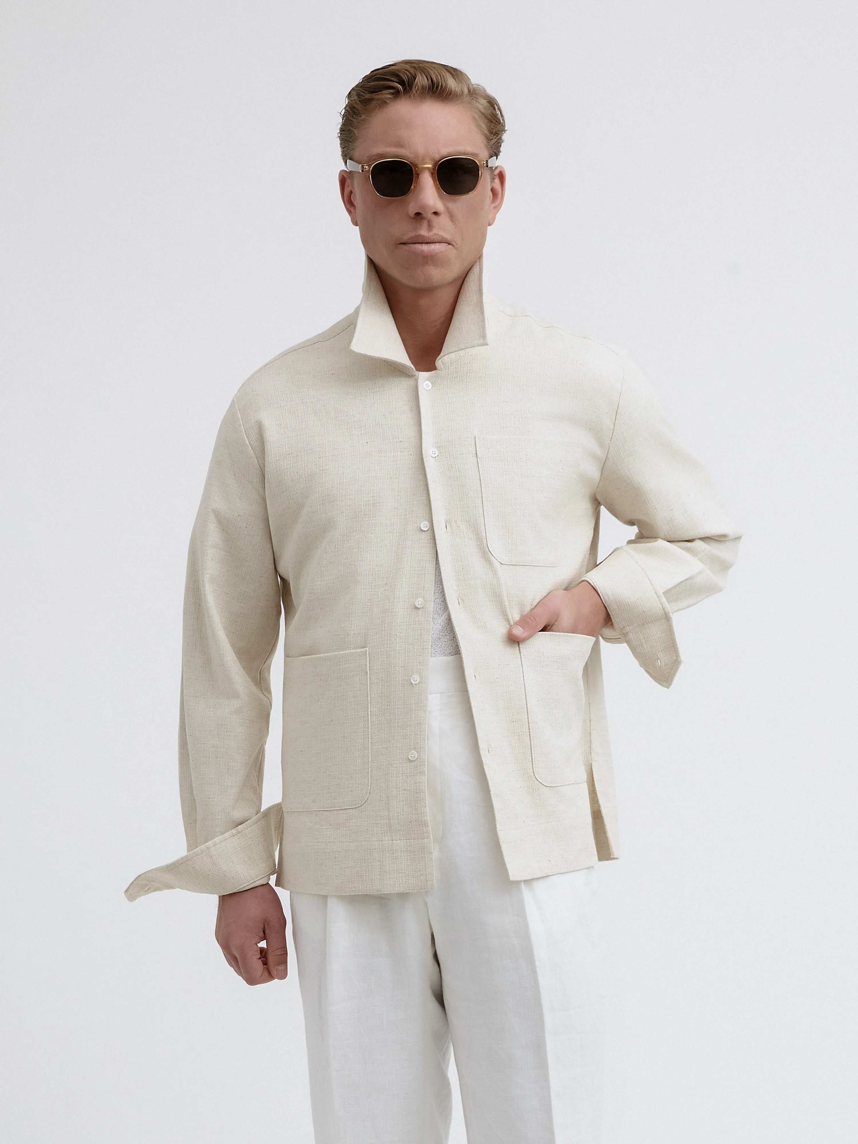 Oatmeal Handspun Cotton Linen Overshirt