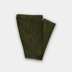 Olive Fine Cotton Corduroy Trousers