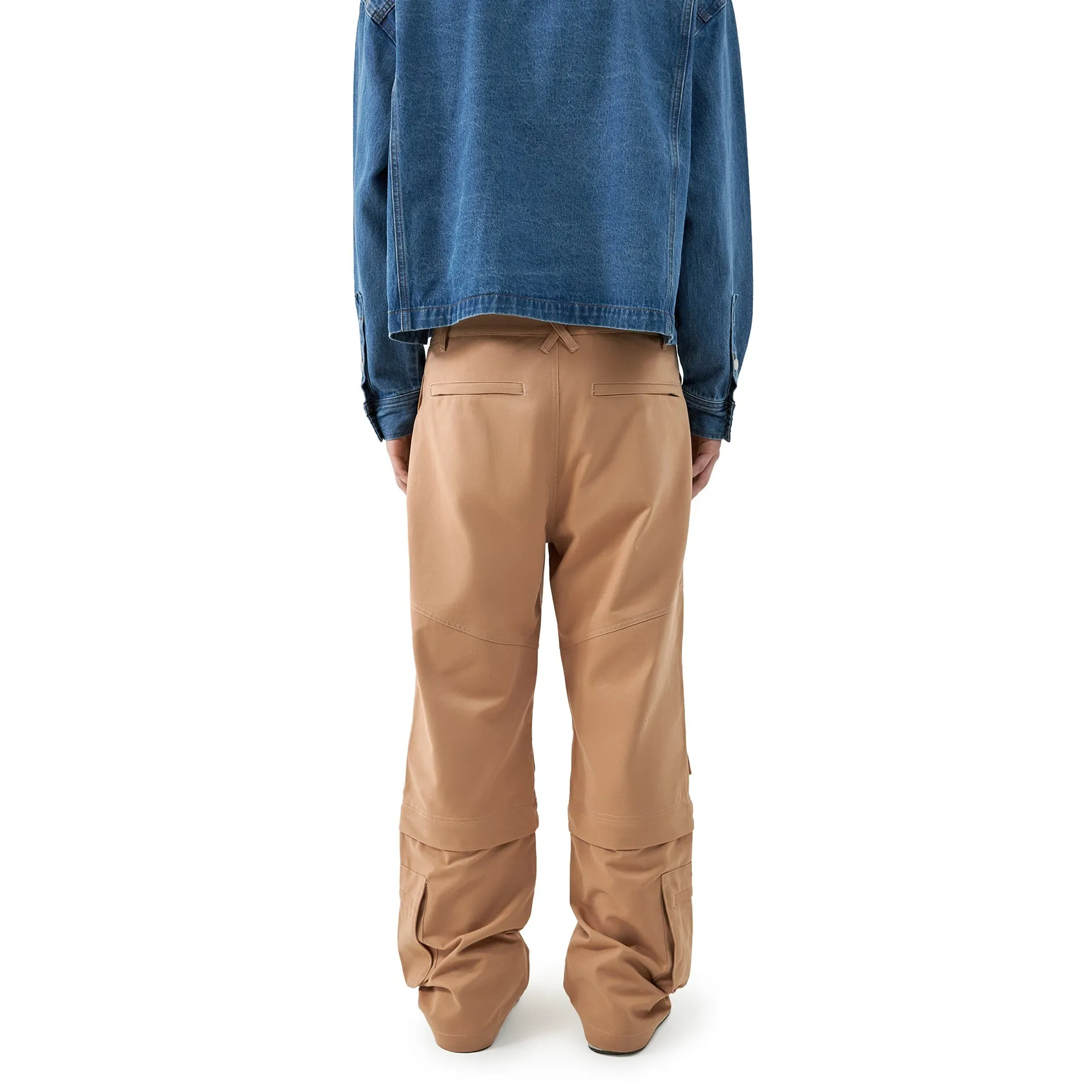 Panelled hard cotton cargo trousers - Dusty Brown