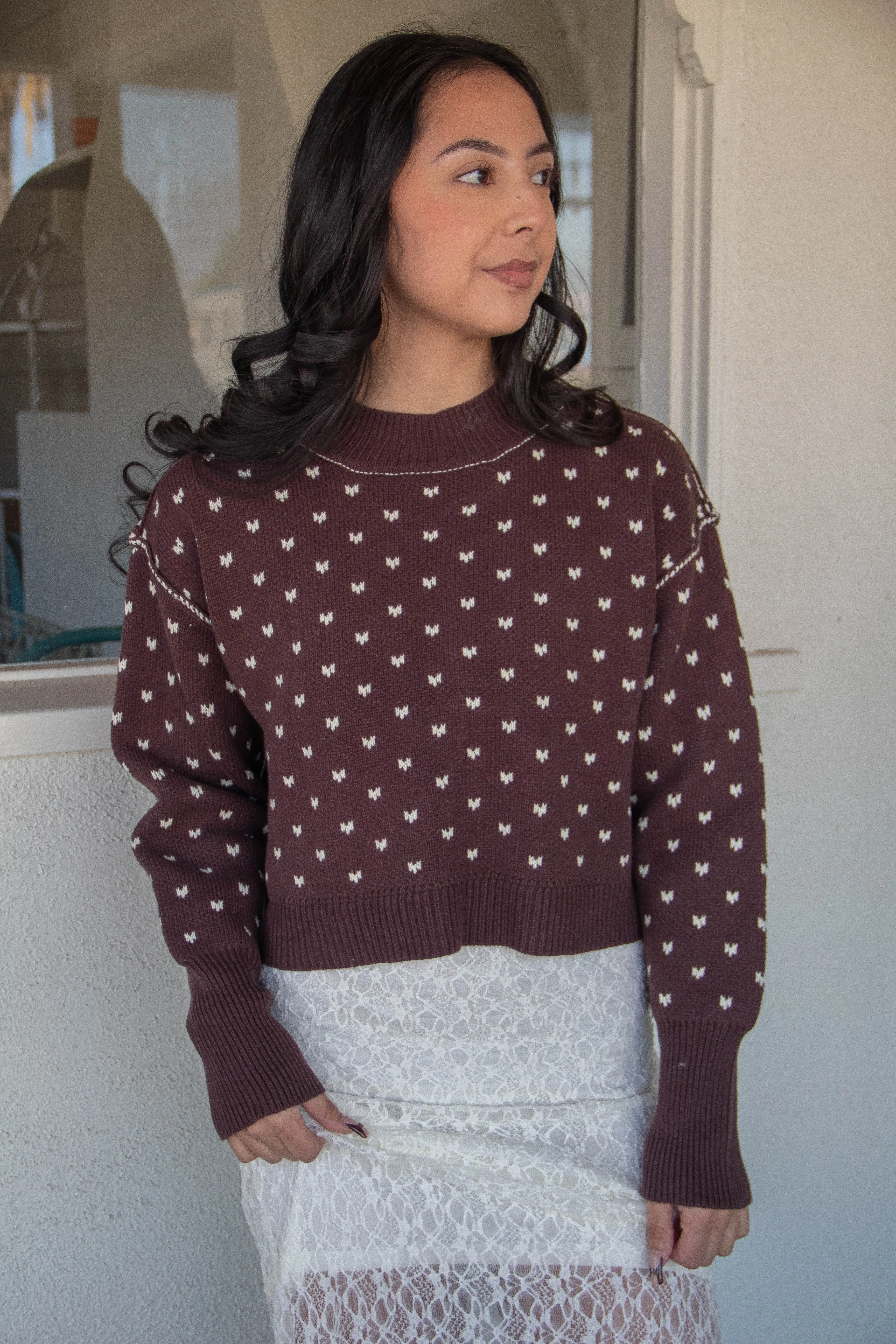 Patterned Knit Sweater by For Good