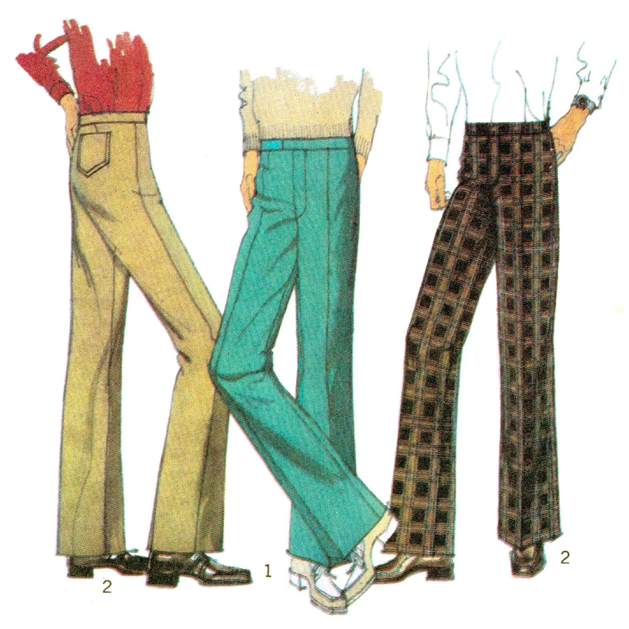 PDF - 1970s Sewing Pattern, Men’s Flared Trousers - Multi-Sizes - Download