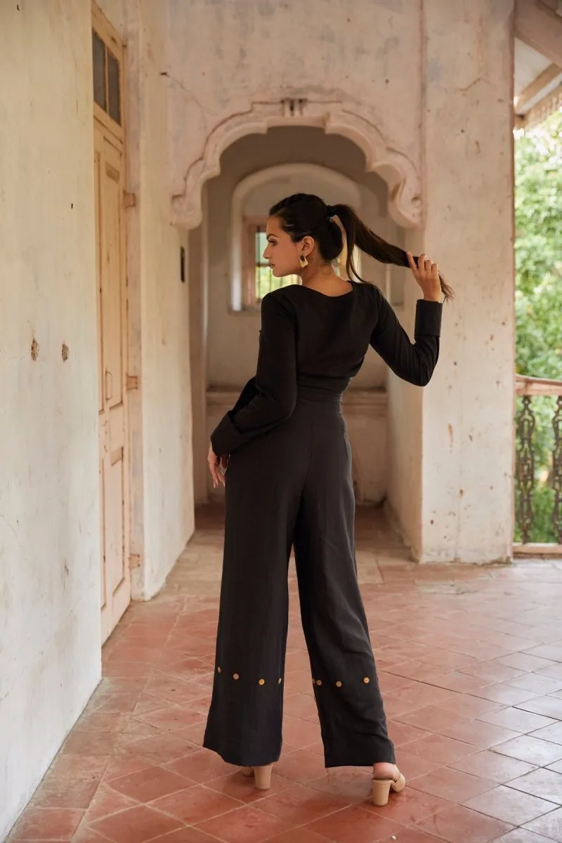 Perched Black Trousers | Hemp Bamboo Fabric | Naturally Dyed