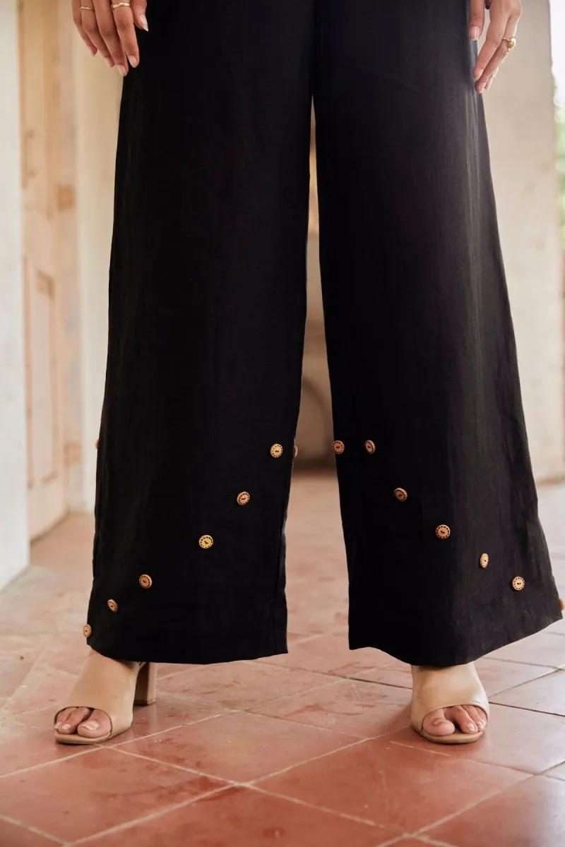 Perched Black Trousers | Hemp Bamboo Fabric | Naturally Dyed