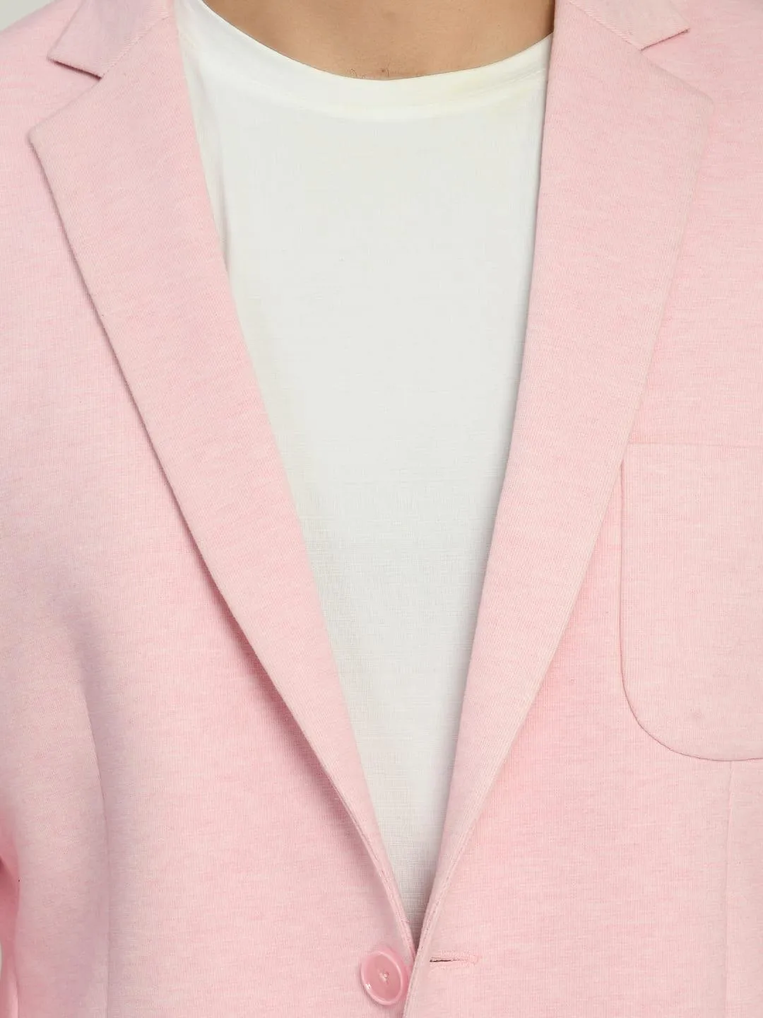 Pink Slim fit Single Breasted Blazer