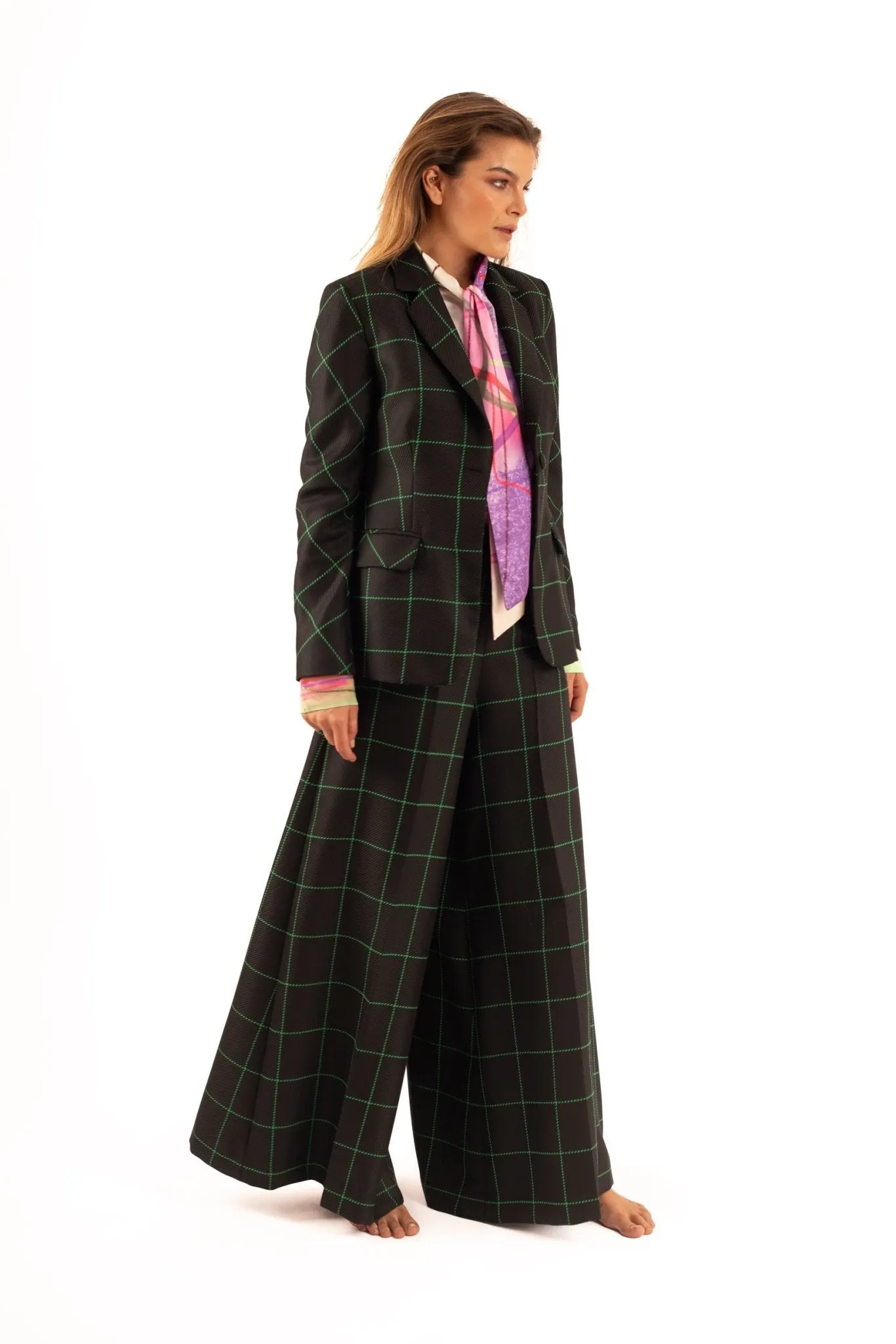 Plaid Wide Leg Pantalon Pants - NOPIN