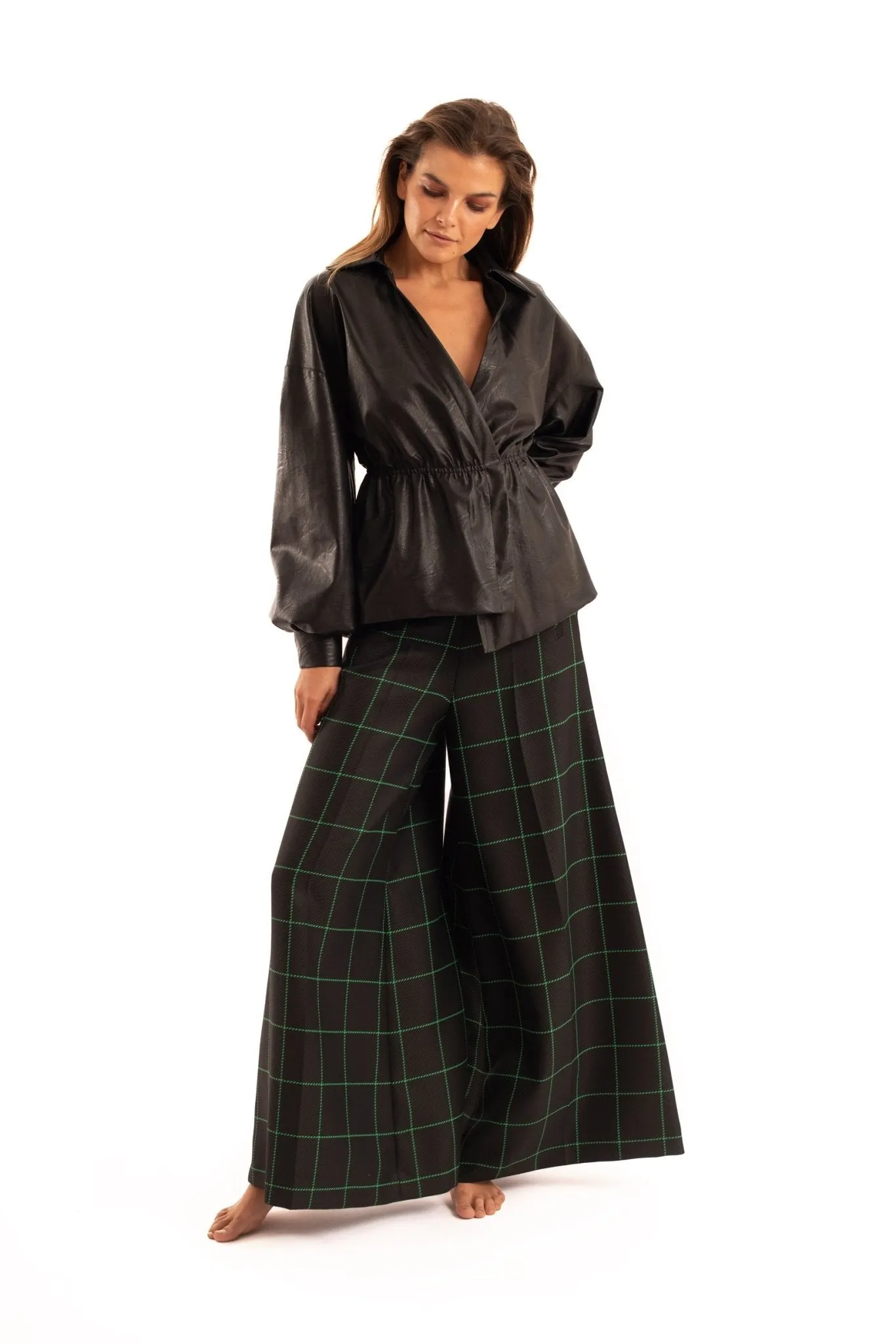 Plaid Wide Leg Pantalon Pants - NOPIN