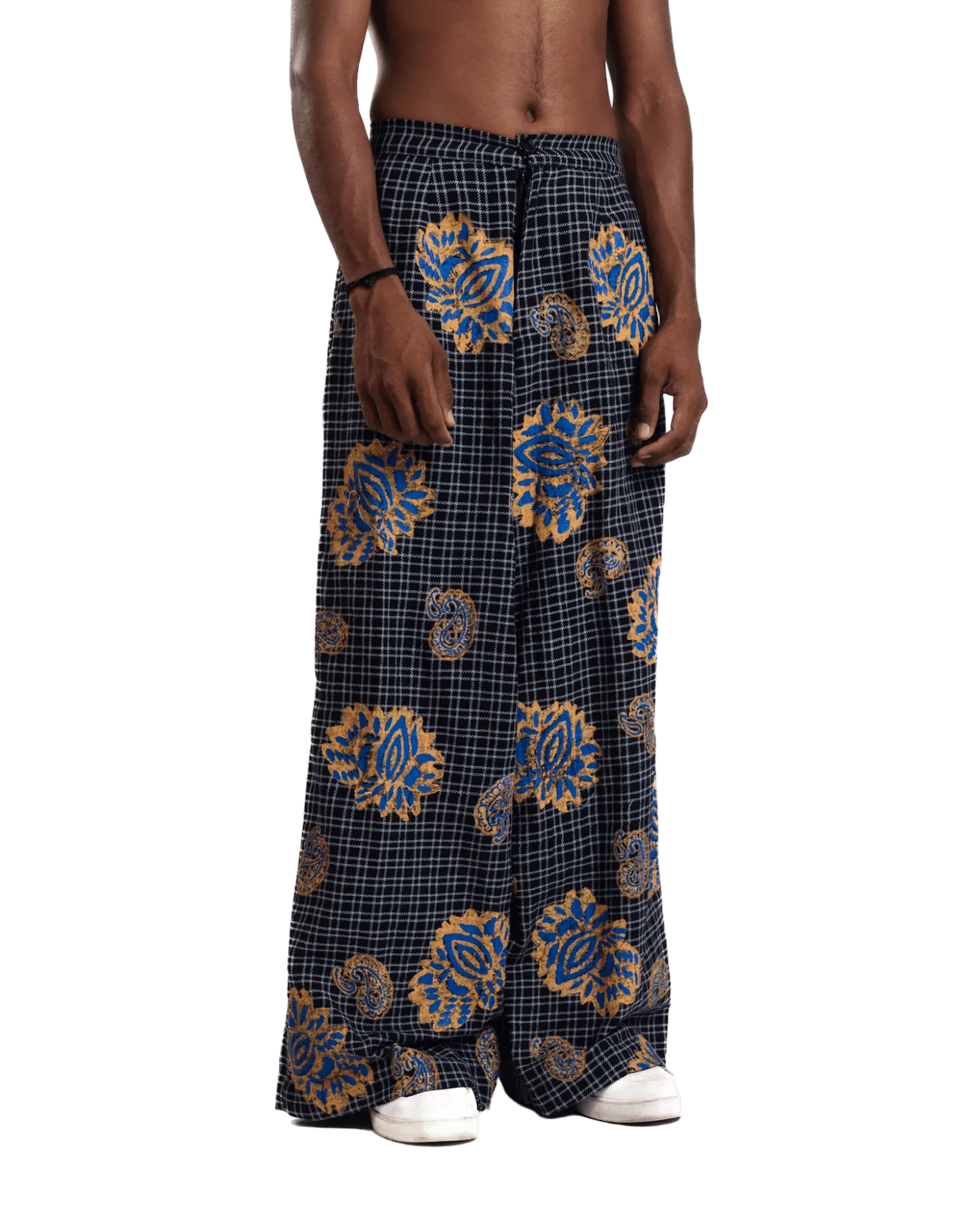 "Midnight Garden" Handwoven Block Printed Trousers