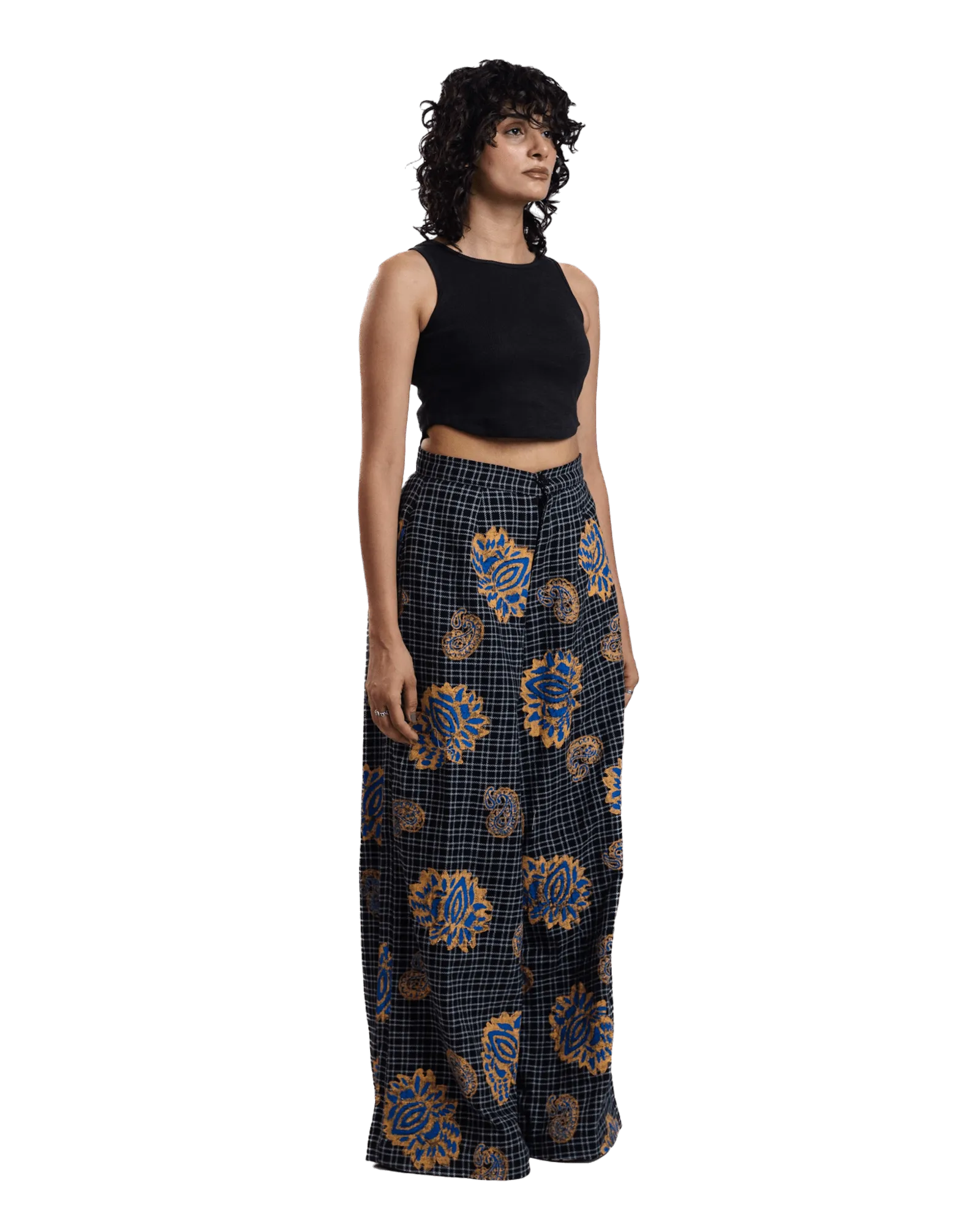 "Midnight Garden" Handwoven Block Printed Trousers