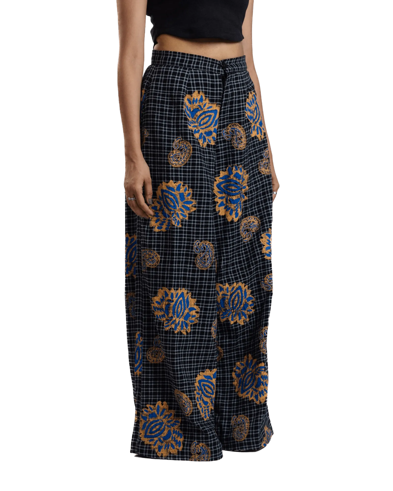 "Midnight Garden" Handwoven Block Printed Trousers