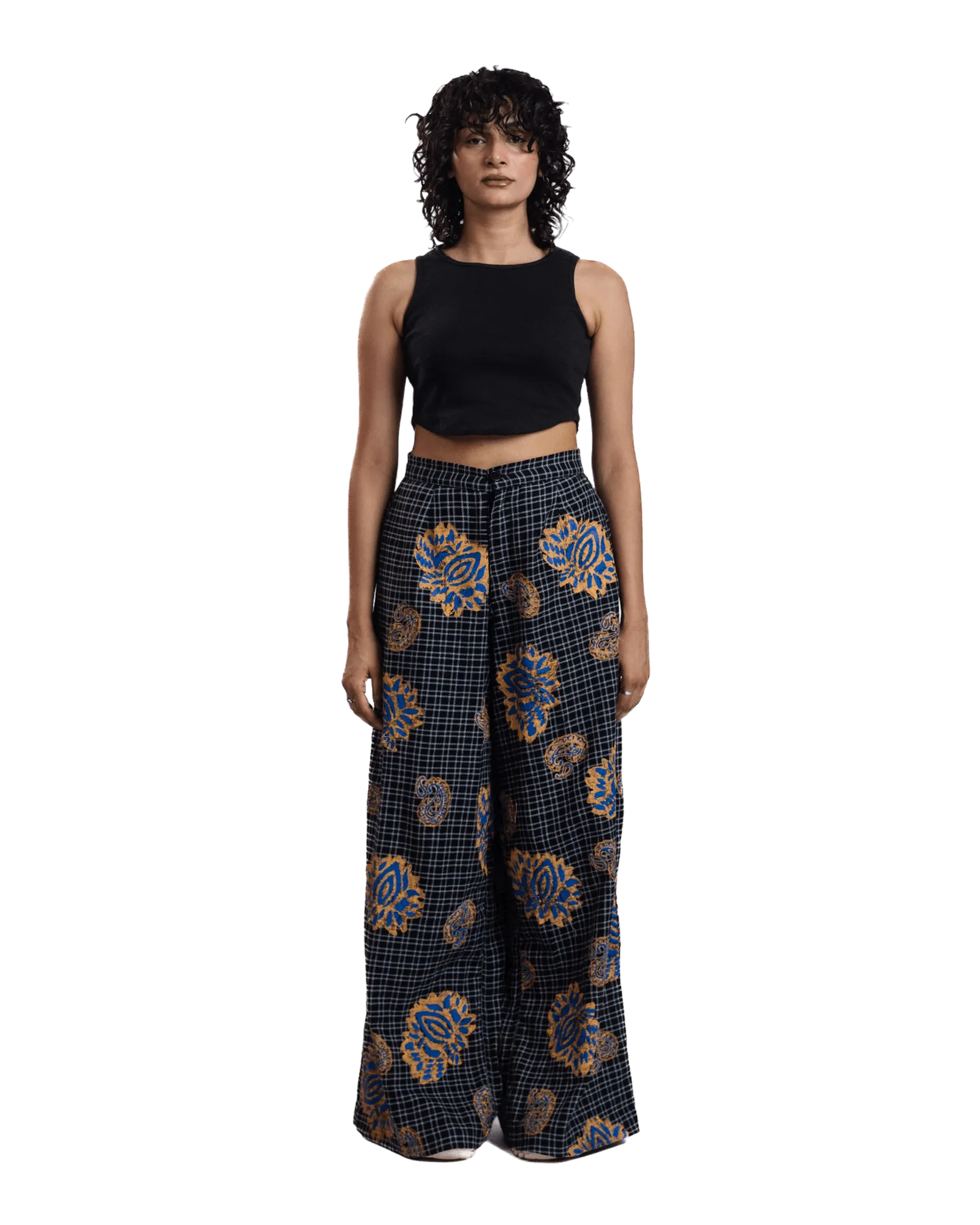 "Midnight Garden" Handwoven Block Printed Trousers