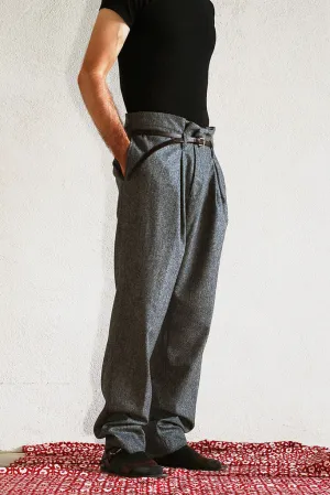 Relaxed Wool and Cashmere Pleated Trousers Gray