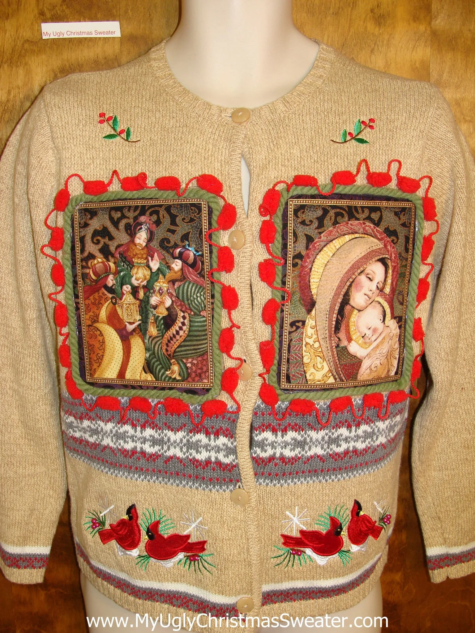 Religious Mary and Jesus Tacky Christmas Jumper Cardigan