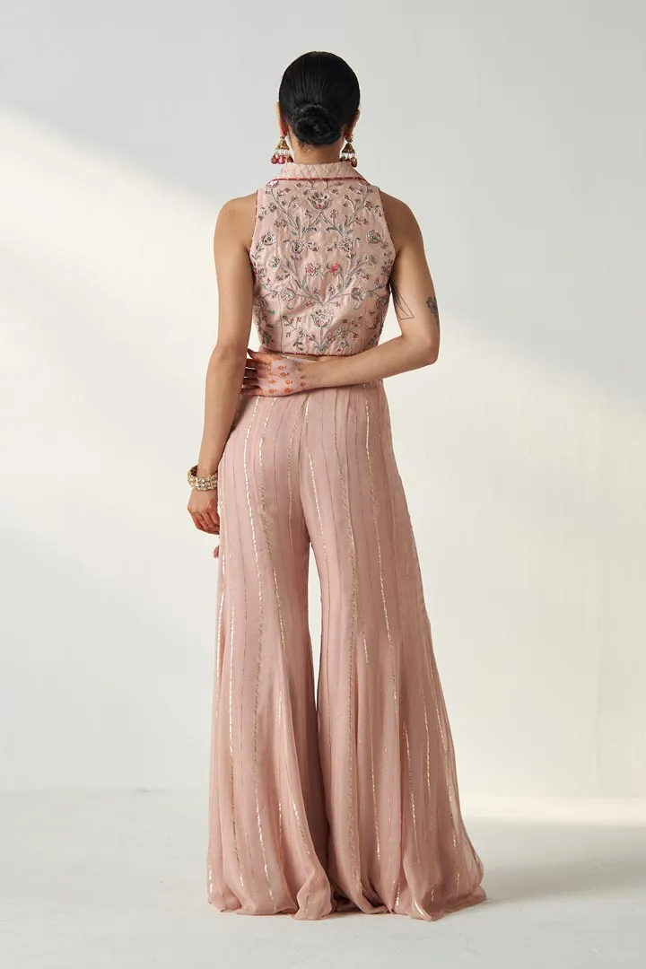 RIDHI BLUSH PINK GILET SHARARA SET