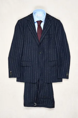 Ring Jacket Meister Navy Twill with Purple Stripe Wool Suit