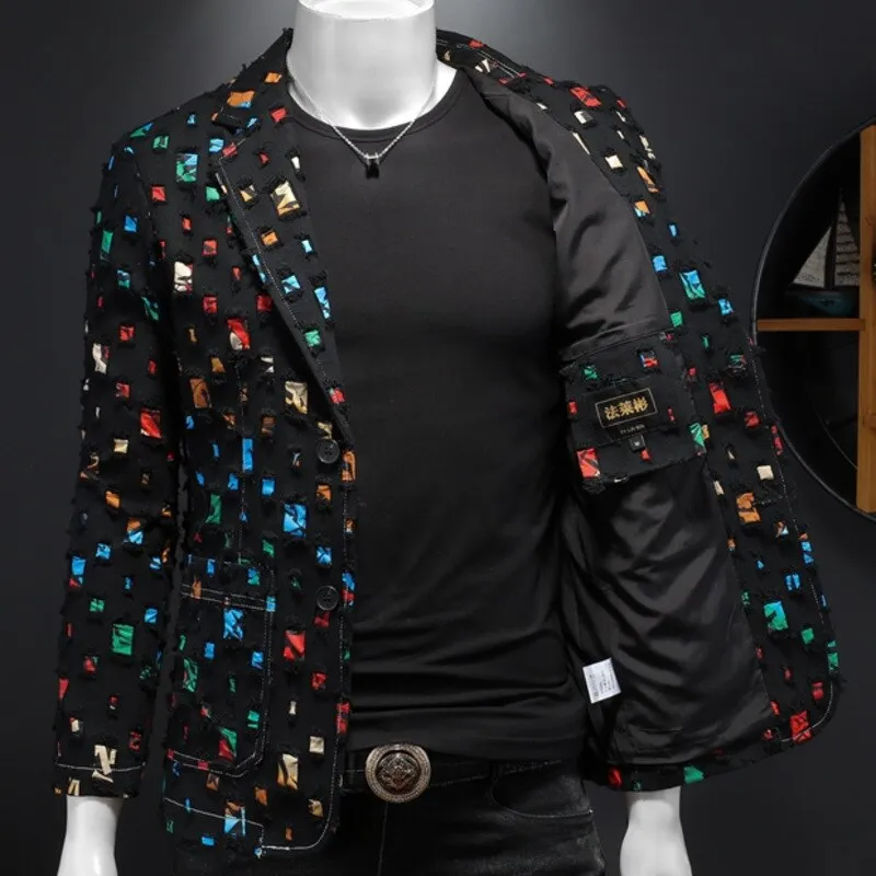 Ripped Patchwork Single Breasted Blazer