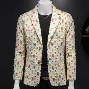 Ripped Patchwork Single Breasted Blazer