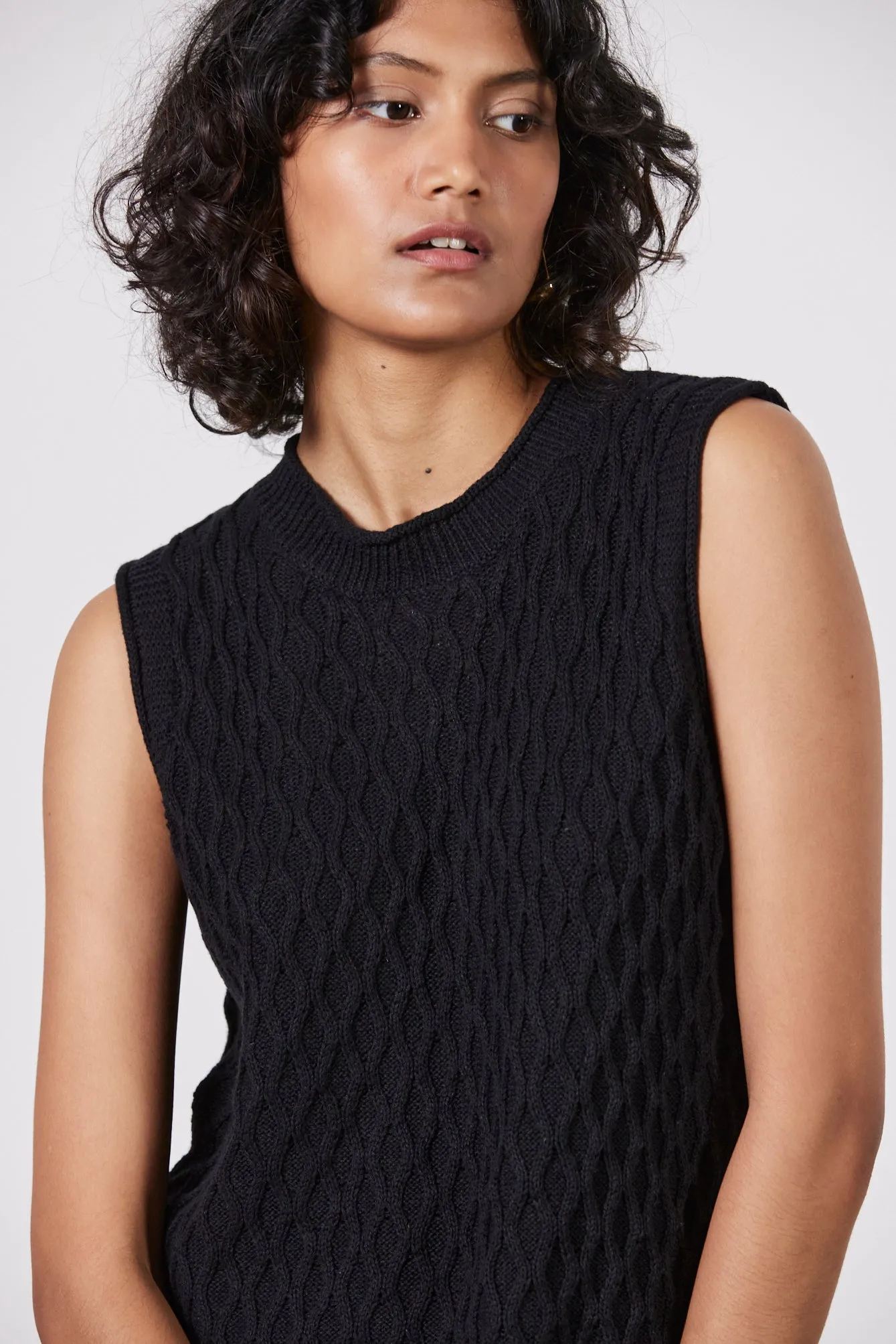 Romy Sleeveless Knit Tank - Black