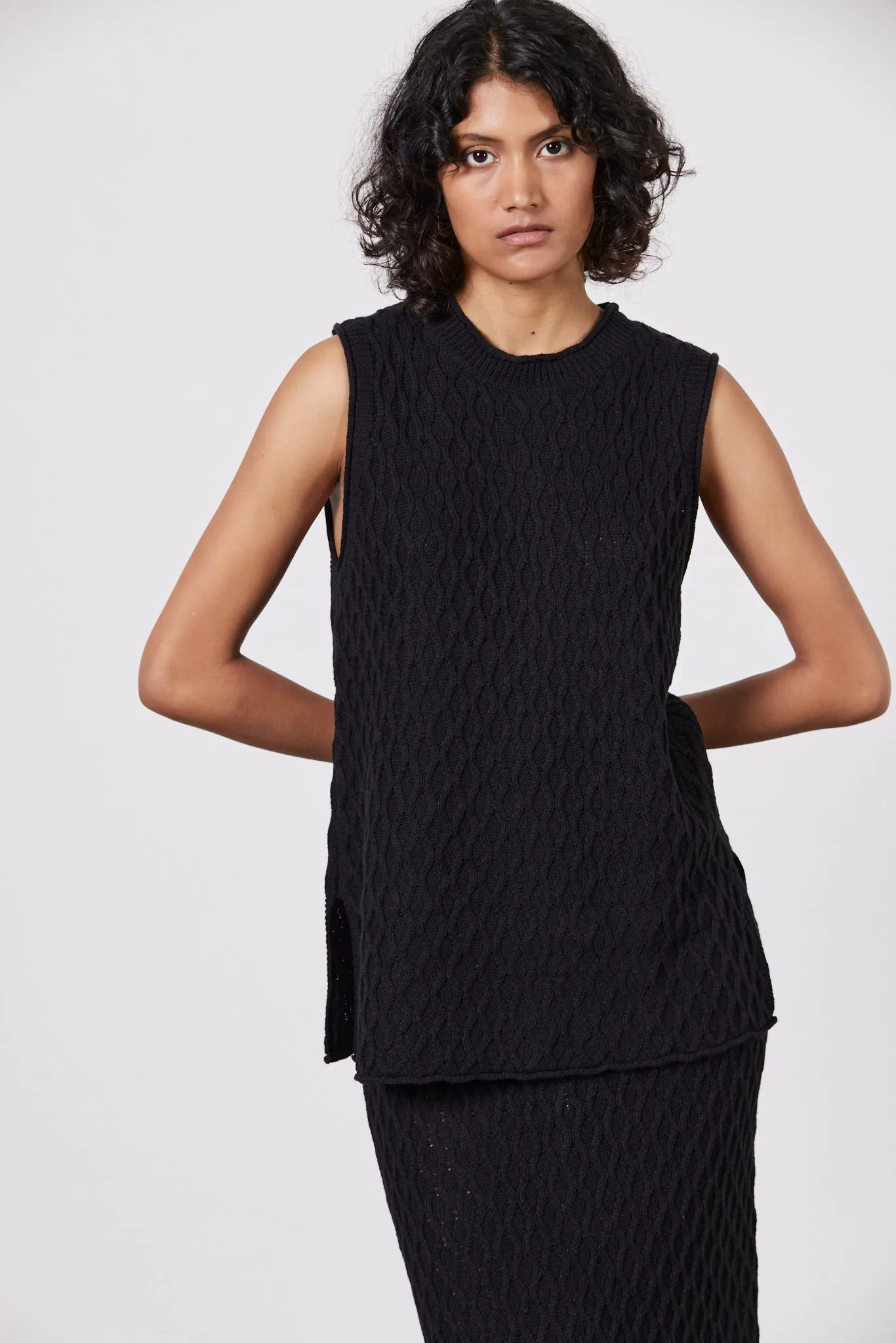 Romy Sleeveless Knit Tank - Black