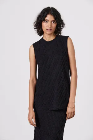 Romy Sleeveless Knit Tank - Black