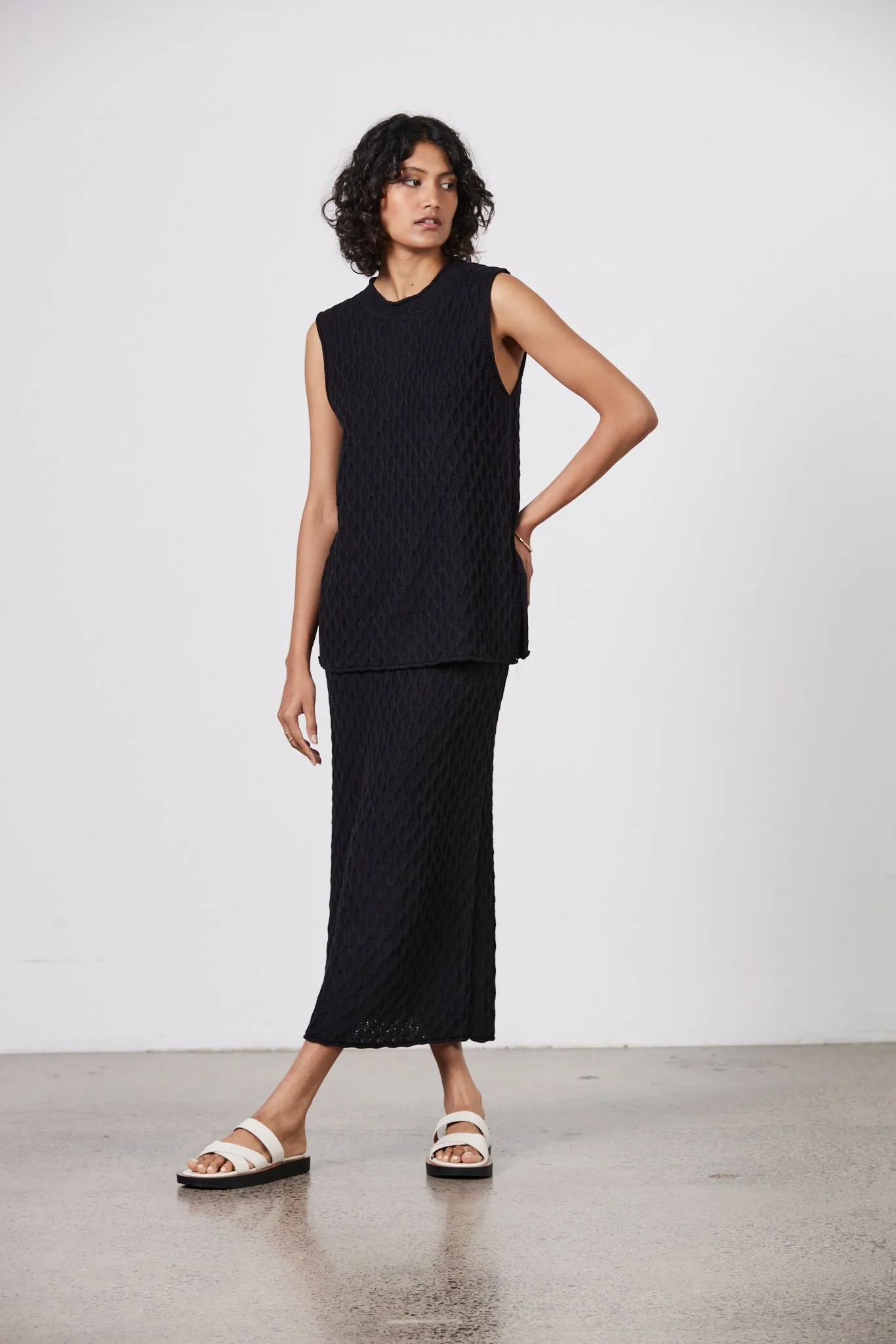 Romy Sleeveless Knit Tank - Black