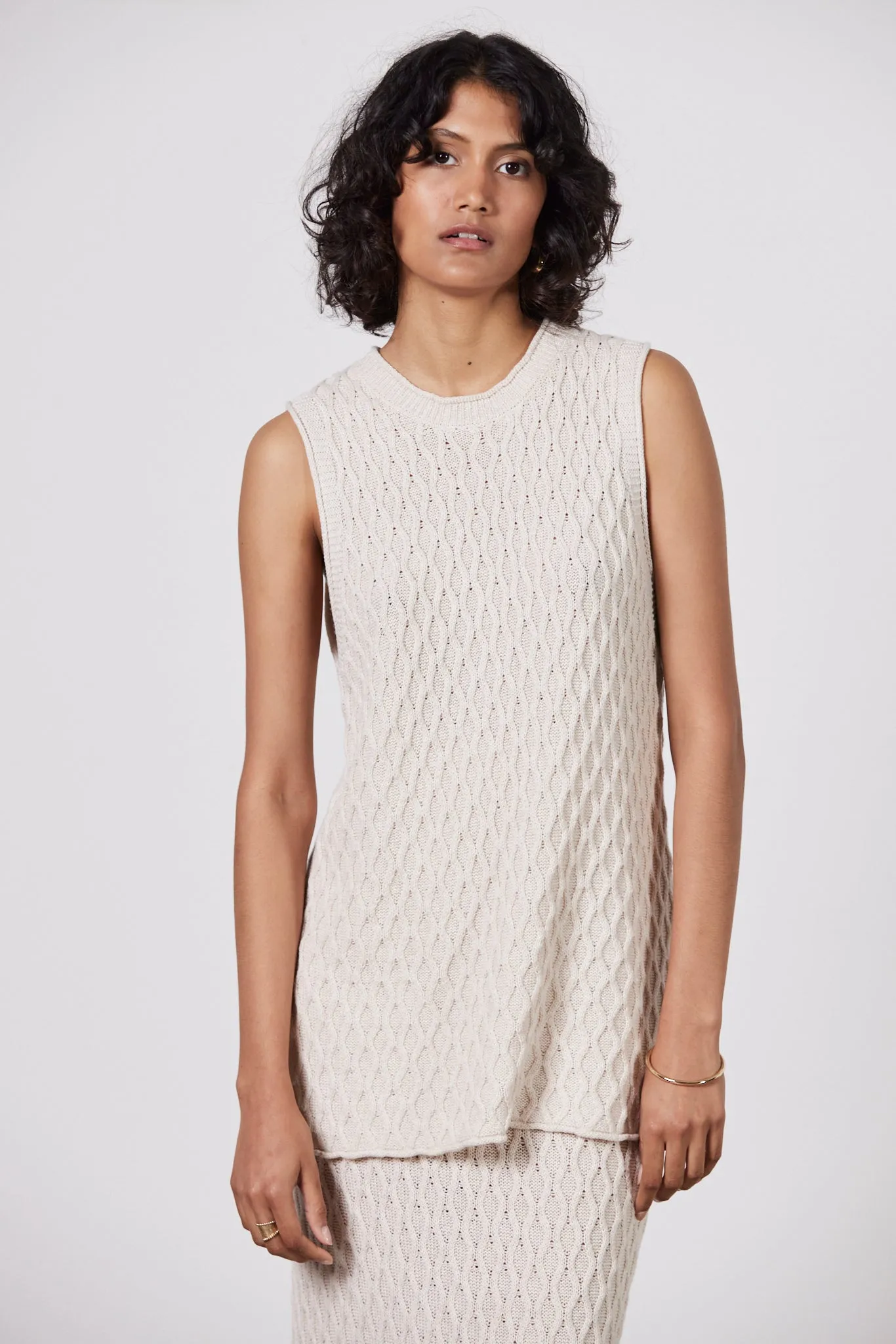 Romy Sleeveless Knit Tank - Ecru