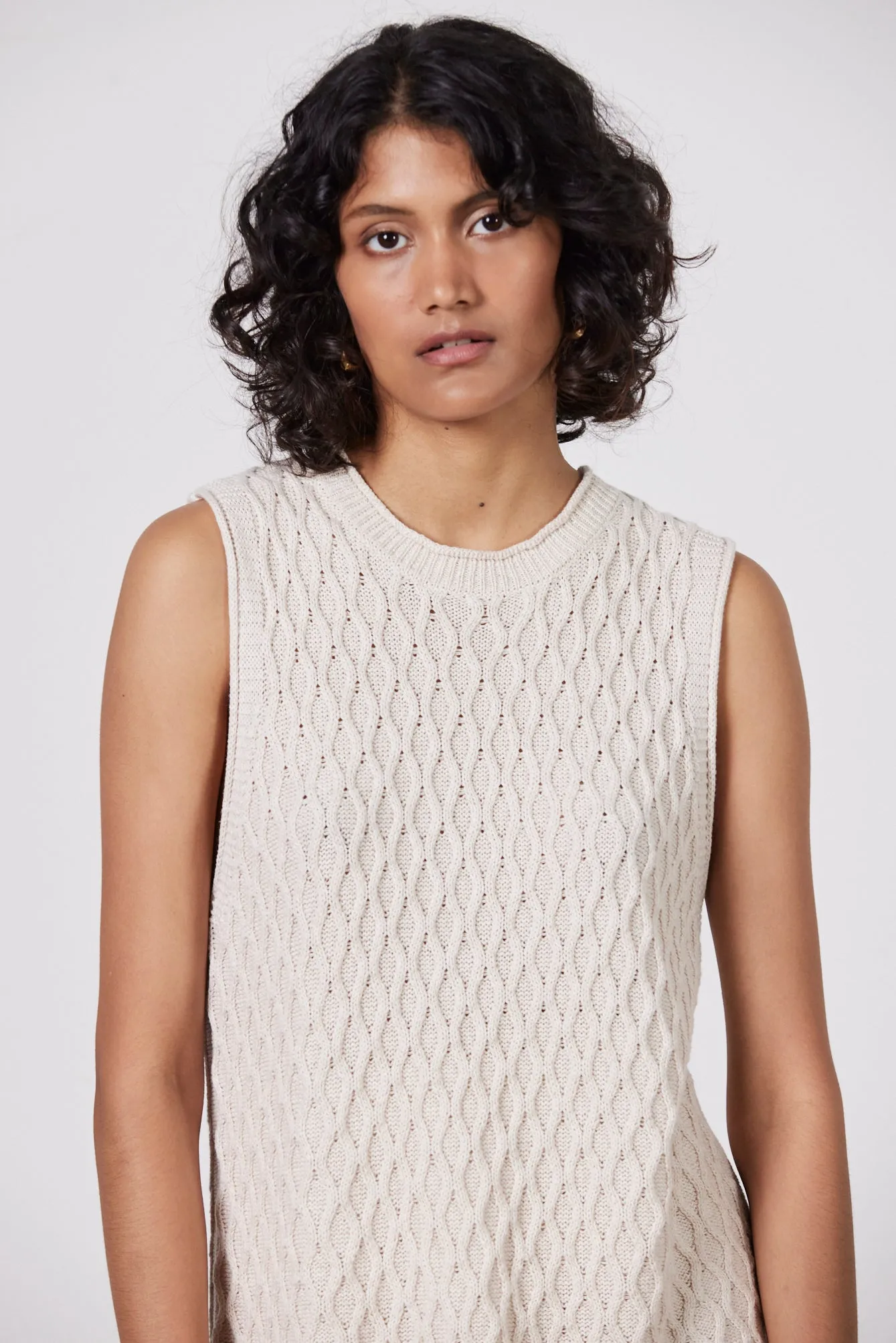 Romy Sleeveless Knit Tank - Ecru