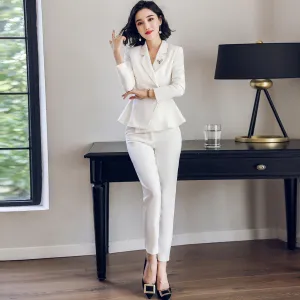 Ruffle Blazer & Crop Skinny Pant Suit