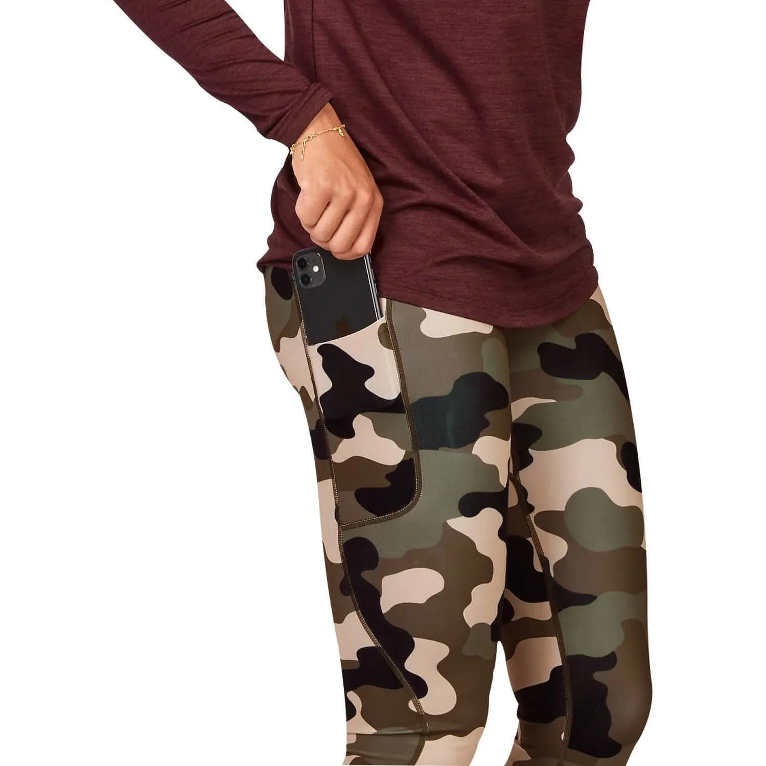 SAYSKY Camo Combat Mens Long Running Tights - Green