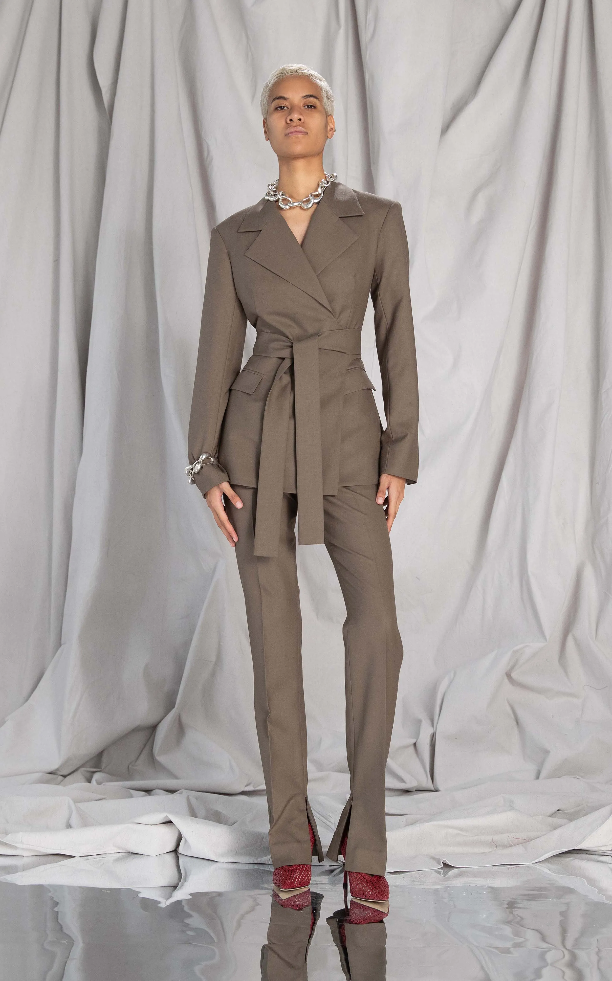 Serpentine Wrap Blazer | Truffle