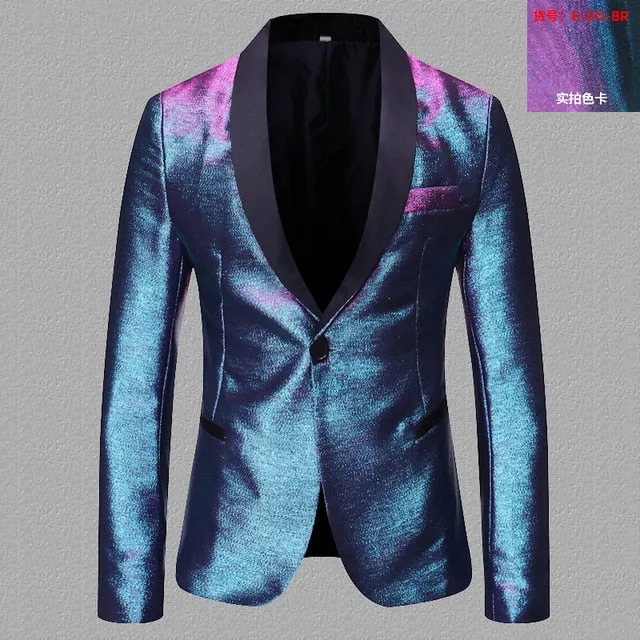 Shiny Gradient Single-Breasted Blazer