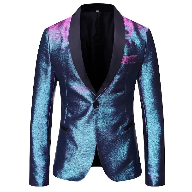 Shiny Gradient Single-Breasted Blazer